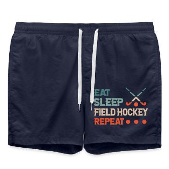 Eat Sleep Field Hockey Repeat - Badeshorts - French Navy - Vorne - AI Model Male 185 light (185cm)