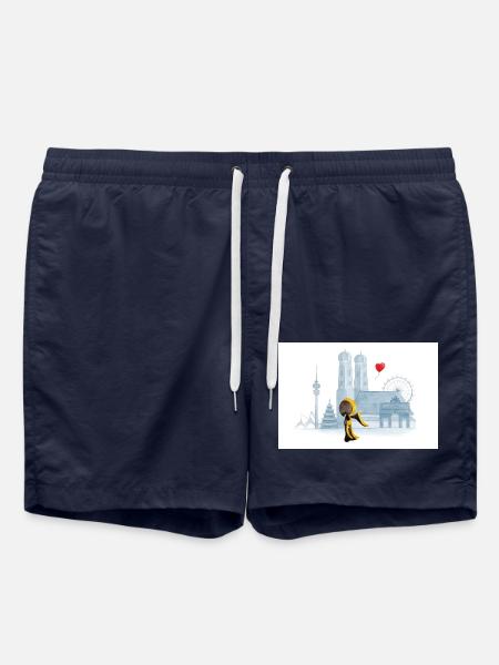 Münchner Kindl with Munich Skyline - Swim Trunks - french navy