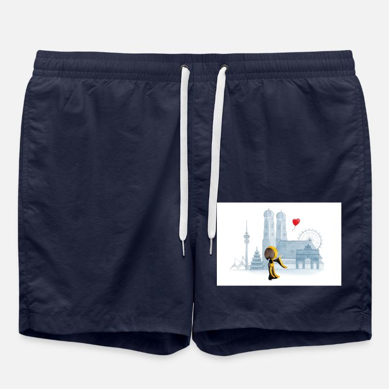 Münchner Kindl mit München Skyline - Badeshorts - French Navy