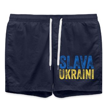 Slava Ukraini - Badeshorts - French Navy - Vorne - AI Model Male 185 light (185cm)