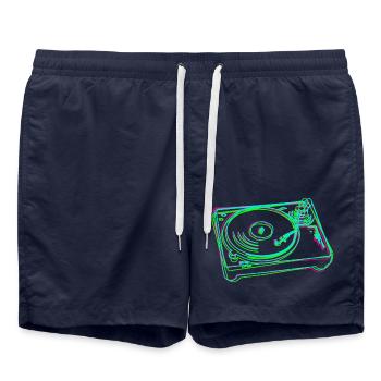 Turntable Vinyl Stylized Colorful - Swim Trunks - french navy - Front - AI Model Male 185 light (185cm)