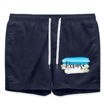 Break Coast Sayings Summer Sun Sea - Swim Trunks - french navy - Front - AI Model Male 185 light (185cm)