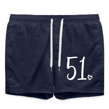 Süße Nummer 51, 51 Jahre alt, Geschenk zum 51. Geburtstag - Badeshorts - French Navy - Vorne - AI Model Male 185 light (185cm)
