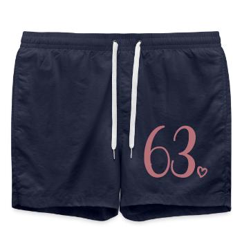 Süße Nummer 63, 63 Jahre alt, 63. Geburtstag Geschenk - Badeshorts - French Navy - Vorne - AI Model Male 185 light (185cm)
