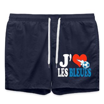 football féminin j aime les bleues équipe france - Short de bain - bleu marine - Devant - AI Model Male 185 light (185cm)