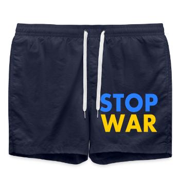 Stop war - Swim Trunks - french navy - Front - AI Model Male 185 light (185cm)