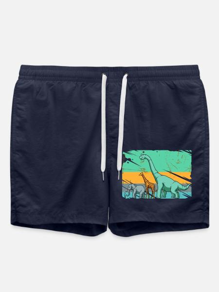 Brachiosaurus Dinosaurier Giraffe Elefant Mensch - Badeshorts - French Navy