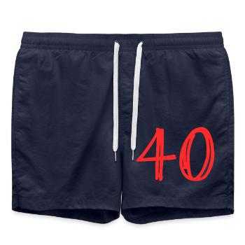 40 YEARS. 40th ANNIVERSARY. BIRTHDAY 40 YEARS. 40 - Swim Trunks - french navy - Front - AI Model Male 185 light (185cm)