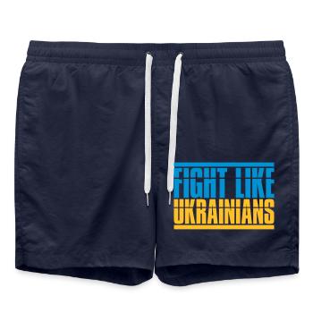 se battre comme citation des ukrainiens - Short de bain - bleu marine - Devant - AI Model Male 185 light (185cm)