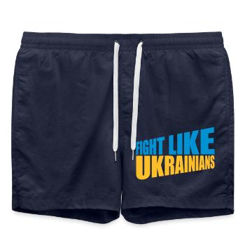 se battre comme citation des ukrainiens - Short de bain - bleu marine - Devant - AI Model Male 185 light (185cm)