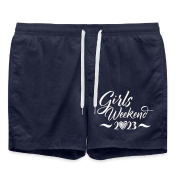Girls Weekend 2023 Cute Girls Party Trip Vacation - Swim Trunks - french navy - Front - AI Model Male 185 light (185cm)