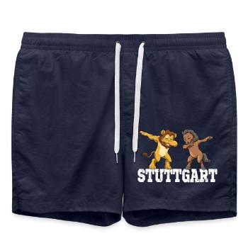 Stuttgarter Löwe Stute Pferd Stadt Schwabe - Badeshorts - French Navy - Vorne - AI Model Male 185 light (185cm)