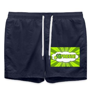 Fresh Comic Style Bubble Graffiti Lettering - Swim Trunks - french navy - Front - AI Model Male 185 light (185cm)