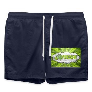Frischer Comic-Stil Bubble Graffiti Schriftzug - Badeshorts - French Navy - Vorne - AI Model Male 185 light (185cm)