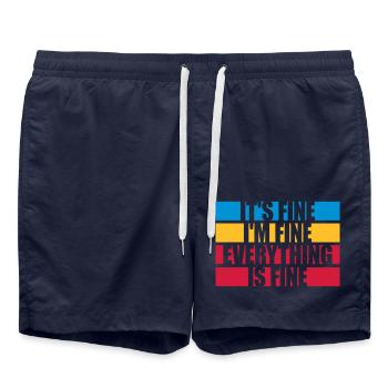 everything is fine quote - Swim Trunks - french navy - Front - AI Model Male 185 light (185cm)