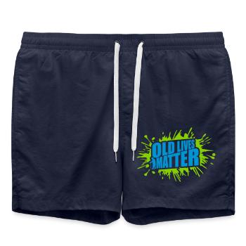 old lives matter quote - Swim Trunks - french navy - Front - AI Model Male 185 light (185cm)