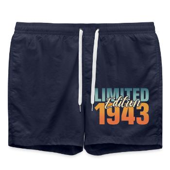 80e anniversaire Né en 1943. 80 ans - Short de bain - bleu marine - Devant - AI Model Male 185 light (185cm)