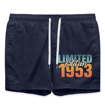 70th birthday Born 1953 70 years - Swim Trunks - french navy - Front - AI Model Male 185 light (185cm)