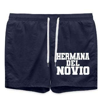 Hermana del Novio Groom's Sister Wedding Gift - Swim Trunks - french navy - Front - AI Model Male 185 light (185cm)
