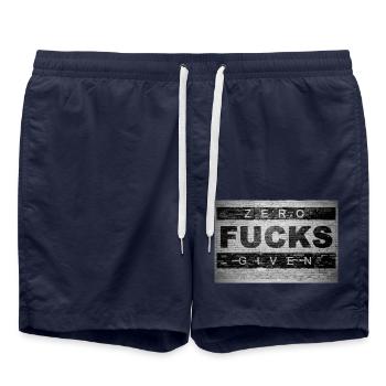 Zero Fucks Given Ziegelsteinmauer Graffiti - Badeshorts - French Navy - Vorne - AI Model Male 185 light (185cm)