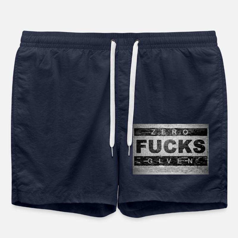 Zero Fucks Given Ziegelsteinmauer Graffiti - Badeshorts - French Navy
