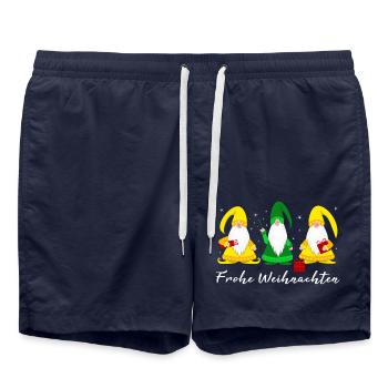 Frohe Weihnachten Wichtel - Badeshorts - French Navy - Vorne - AI Model Male 185 light (185cm)