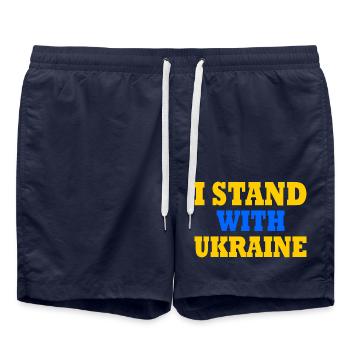 I stand with ukraine - Short de bain - bleu marine - Devant - AI Model Male 185 light (185cm)