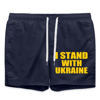 I stand with ukraine - Short de bain - bleu marine - Devant - AI Model Male 185 light (185cm)