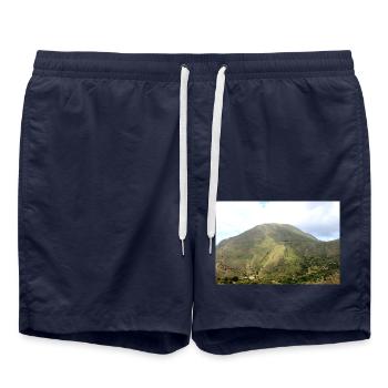 Berg Berge Berglandschaft Poster - Badeshorts - French Navy - Vorne - AI Model Male 185 light (185cm)