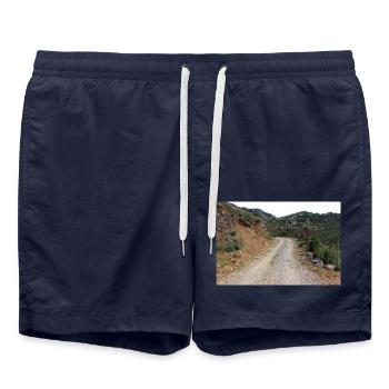 Berg Berge Berglandschaft Poster - Badeshorts - French Navy - Vorne - AI Model Male 185 light (185cm)