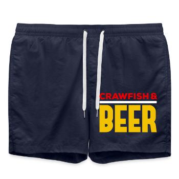 Crawfish & Beer – Maritimer Genussmoment - Badeshorts - French Navy - Vorne - AI Model Male 185 light (185cm)