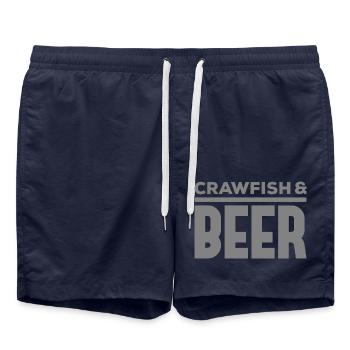 Crawfish & Beer – Maritimer Genussmoment - Badeshorts - French Navy - Vorne - AI Model Male 185 light (185cm)