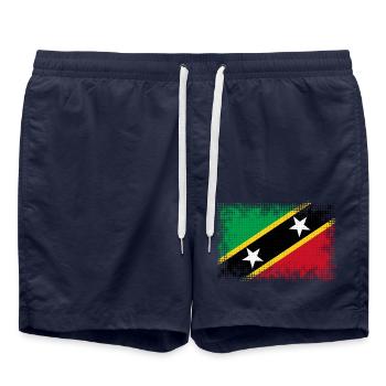 Flagge Land St Kitts und Nevis - Badeshorts - French Navy - Vorne - AI Model Male 185 light (185cm)