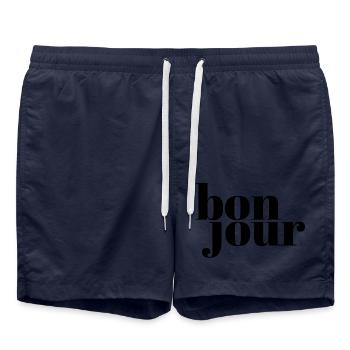 "bon jour" minimaliste - Short de bain - bleu marine - Devant - AI Model Male 185 light (185cm)