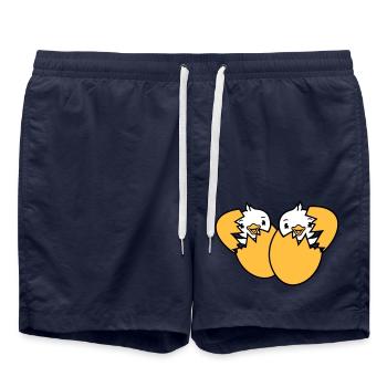 2 Vögel Zwei Küken Ei schlüpfen geboren Eierschale - Badeshorts - French Navy - Vorne - AI Model Male 185 light (185cm)
