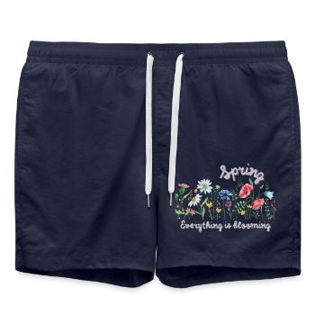 Spür´das Blühen in dir - Badeshorts - French Navy - Vorne - AI Model Male 185 light (185cm)