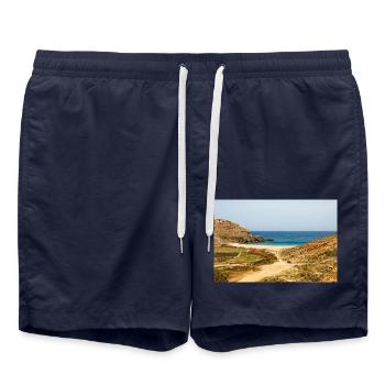 Plage de Fokos, île de Mykonos, région de la mer Égée du Sud - Short de bain - bleu marine - Devant - AI Model Male 185 light (185cm)