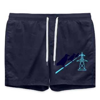 3 Ravens Sitting Power Cable Rope Power Cable Route - Swim Trunks - french navy - Front - AI Model Male 185 light (185cm)