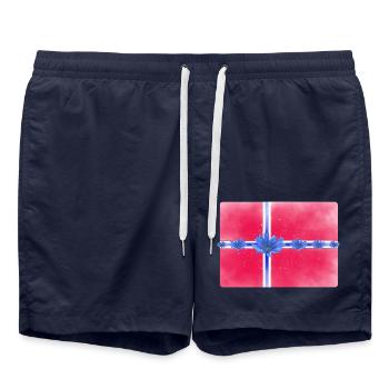 Drapeau de la Norvège Fleurs de la Saint-Jean - Short de bain - bleu marine - Devant - AI Model Male 185 light (185cm)