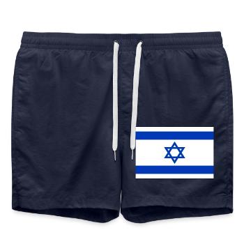 Israel Flag - Swim Trunks - french navy - Front - AI Model Male 185 light (185cm)