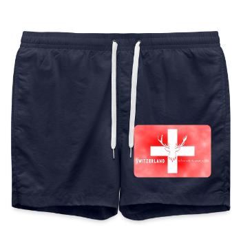 Drapeau suisse Suisse Faune sauvage - Short de bain - bleu marine - Devant - AI Model Male 185 light (185cm)