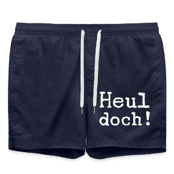 Heul doch! - heulen - Traurgkeit - Geschenkidee - Badeshorts - French Navy - Vorne - AI Model Male 185 light (185cm)