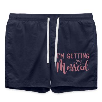 Ich bin immer verheiratet - Bachelorette Party Geschenk - Badeshorts - French Navy - Vorne - AI Model Male 185 light (185cm)