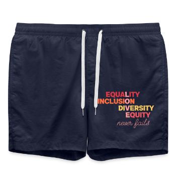 Equality Inclusion Diversity Justice - Swim Trunks - french navy - Front - AI Model Male 185 light (185cm)