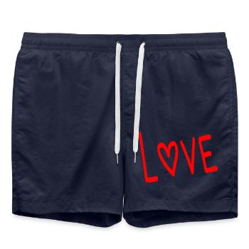 VALENTINE'S DAY. I LOVE YOU. I LOVE YOU. LOVE. LOVE - Swim Trunks - french navy - Front - AI Model Male 185 light (185cm)