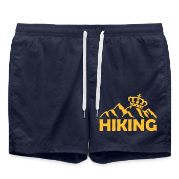 Logo hiking crown mountains - Swim Trunks - french navy - Front - AI Model Male 185 light (185cm)