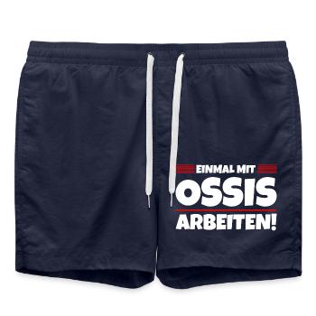 Erzgebirge Ossis Arbeiten - Badeshorts - French Navy - Vorne - AI Model Male 185 light (185cm)