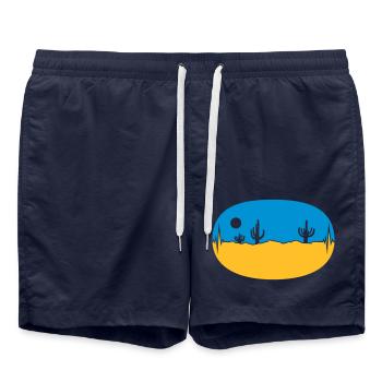 Skyline Frequenz Wüste Landschaft - Badeshorts - French Navy - Vorne - AI Model Male 185 light (185cm)