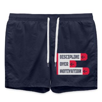 Citation de discipline sur la motivation - Short de bain - bleu marine - Devant - AI Model Male 185 light (185cm)