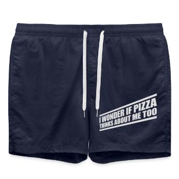 La pizza pense à moi - Short de bain - bleu marine - Devant - AI Model Male 185 light (185cm)